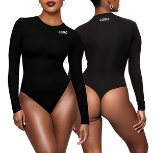 SK1201 Women's Long Sleeve Bodysuit Solid round Neck Design Tummy Control and Sexy Naked Feeling bodysuit