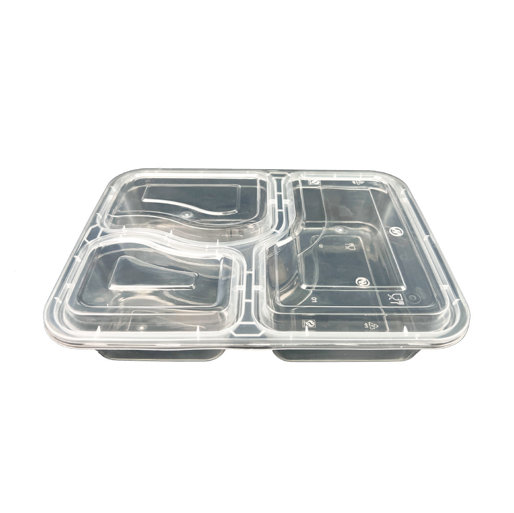 2/3/4/5 Compartments Microwave Frozen  And Hot Food Takeaway Packing Disposable PP Plastic Meal Box Bento Container