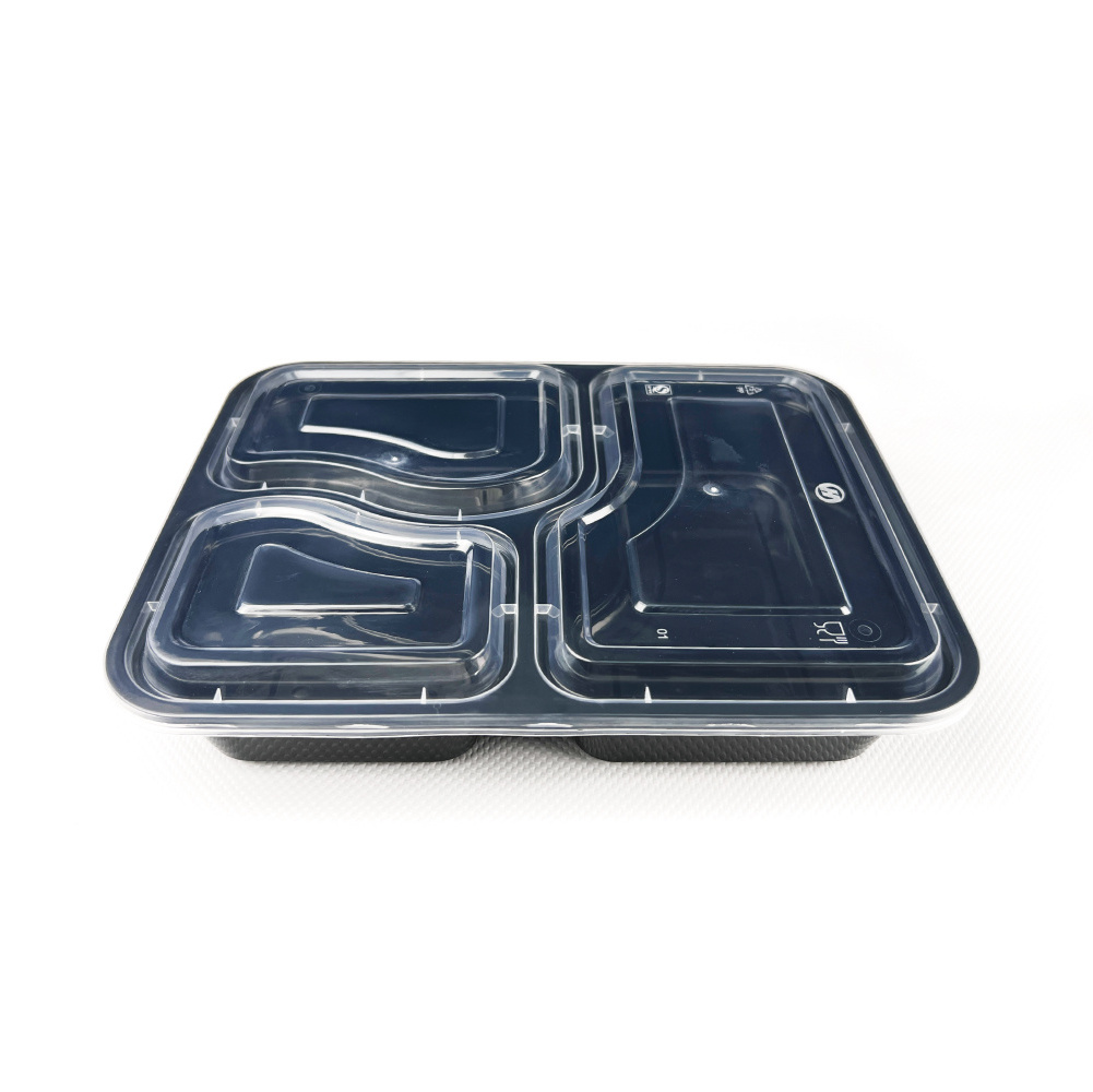 2/3/4/5 Compartments Microwave Frozen  And Hot Food Takeaway Packing Disposable PP Plastic Meal Box Bento Container