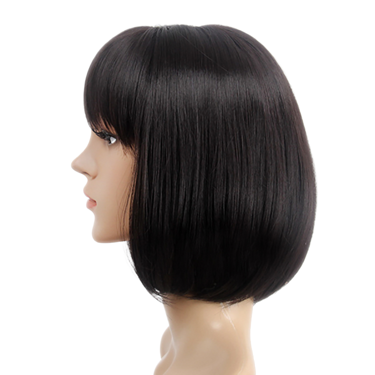 Shann Dark Brown Short Mushroom Wig Best Quality Synthetic Hair Costume Wig For Women