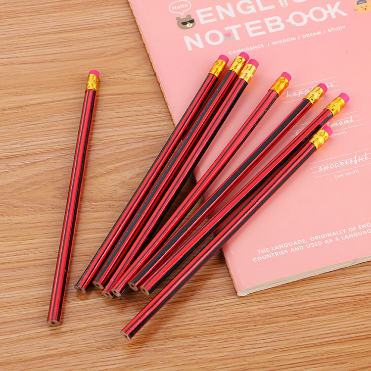 High Quality Customized Poplar Wooden Hb Pencils Graphite Hb Pencil Black Lead Pencil with Eraser