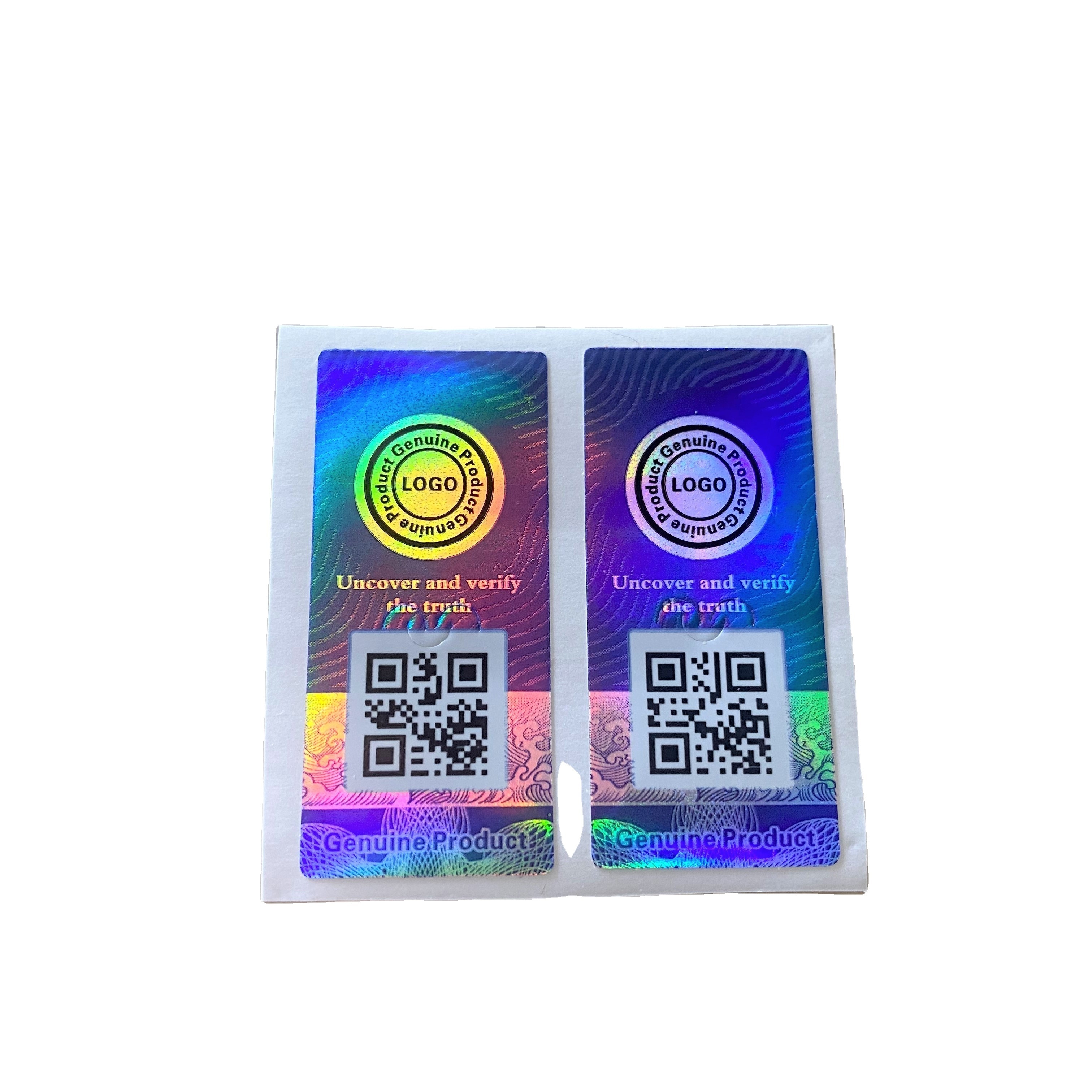 2024 Custom 3D Hologram Sticker Waterproof Vinyl Security Holographic Label with UV Printed QR Code Serial Number for Shipping