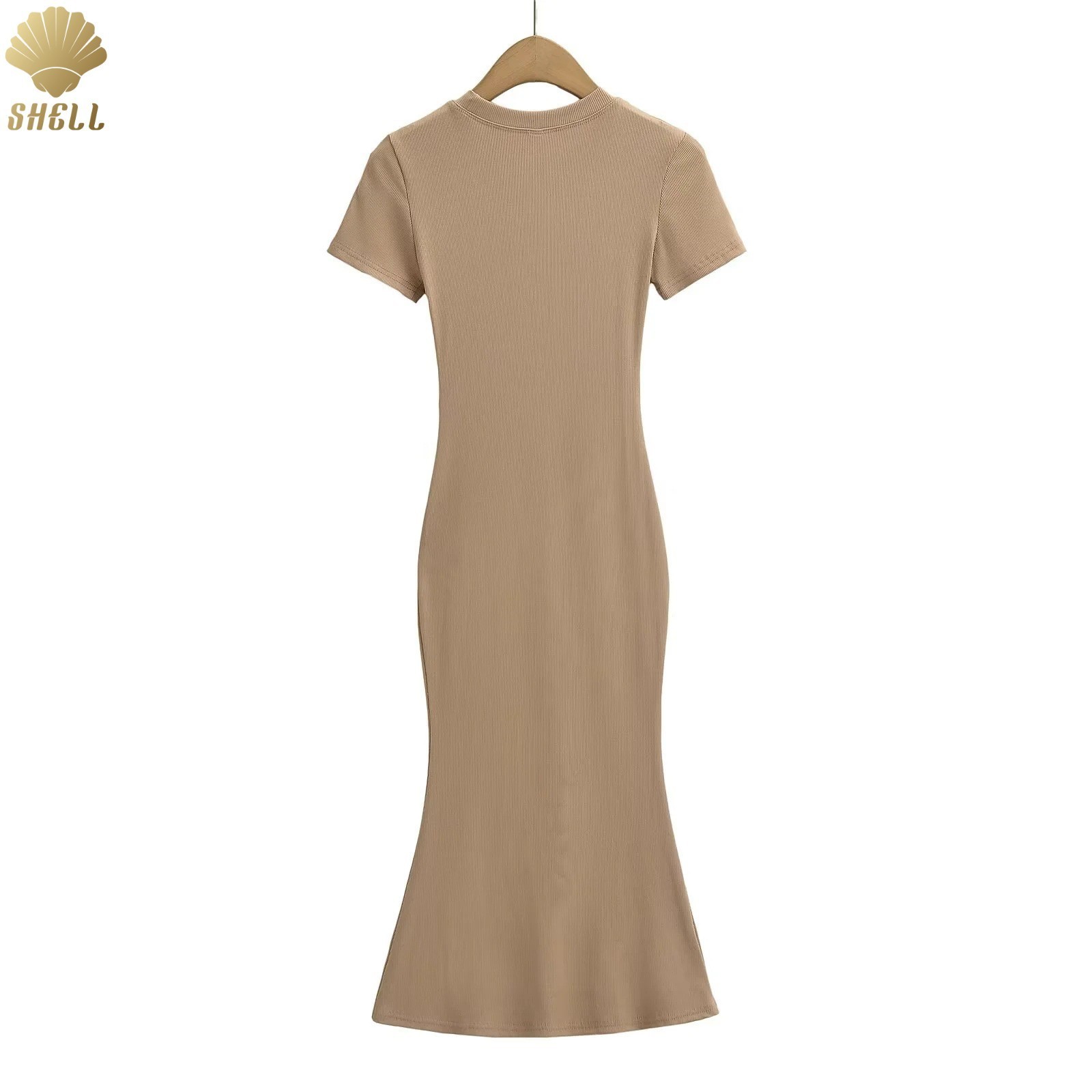 Sexy Hot Girl High-Elastic Short-Sleeved Fishtail Skirt Women's Summer New Round Neck Thread Slim Waist Sheath Dress