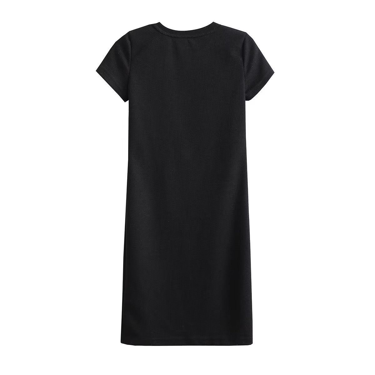 New Fashion Waffle Fabric straight dress Round Neck Midi Length Slim Fit Women's Casual Dresses