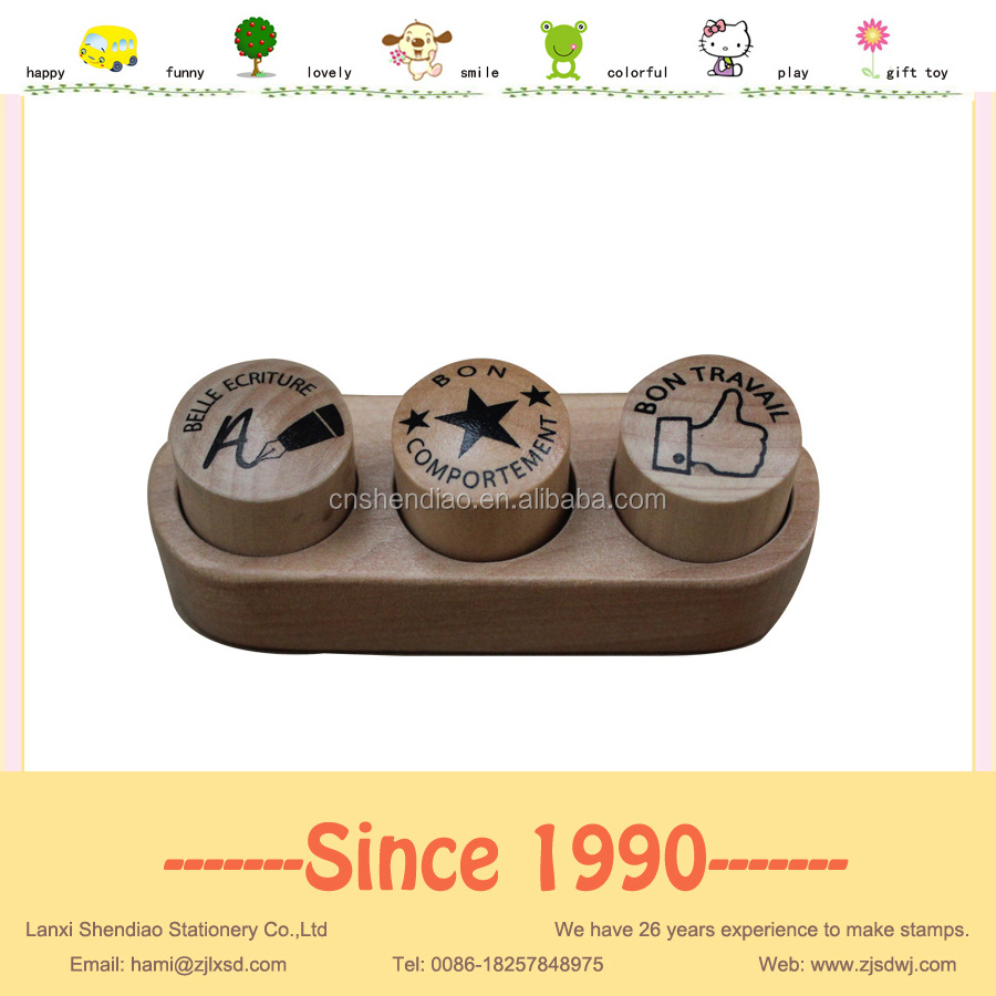 Round wooden handle embossing stamp rubber + EVA foam for paper card scrapbooking