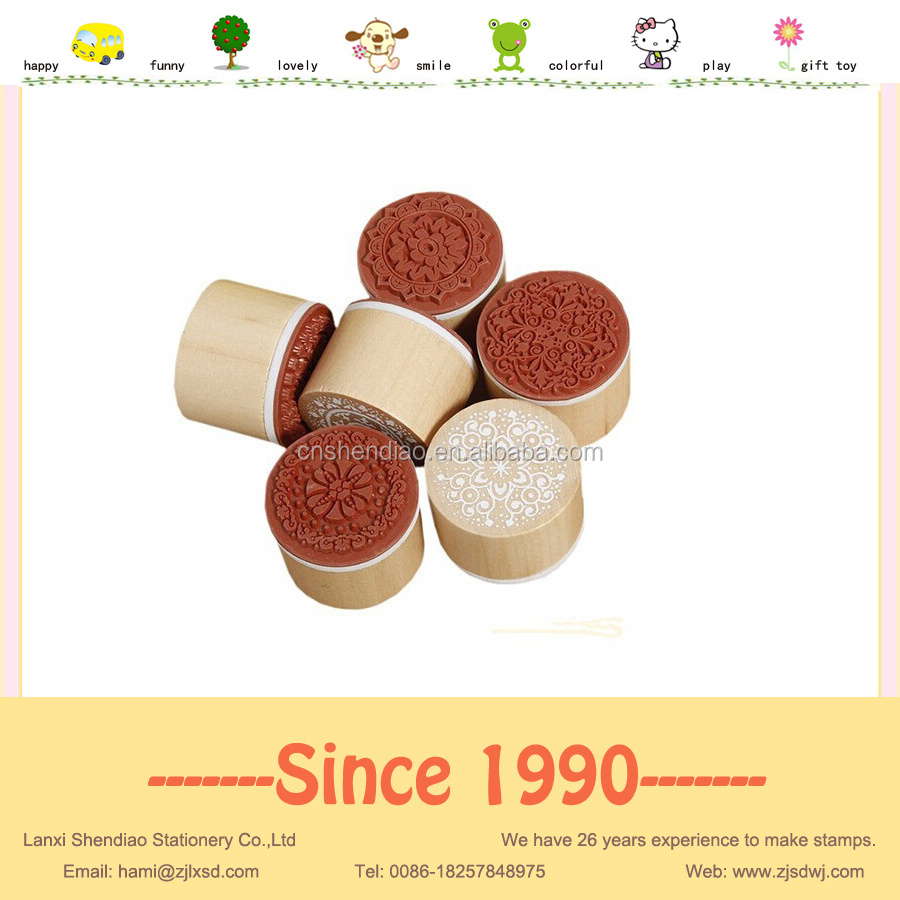 Round wooden handle embossing stamp rubber + EVA foam for paper card scrapbooking