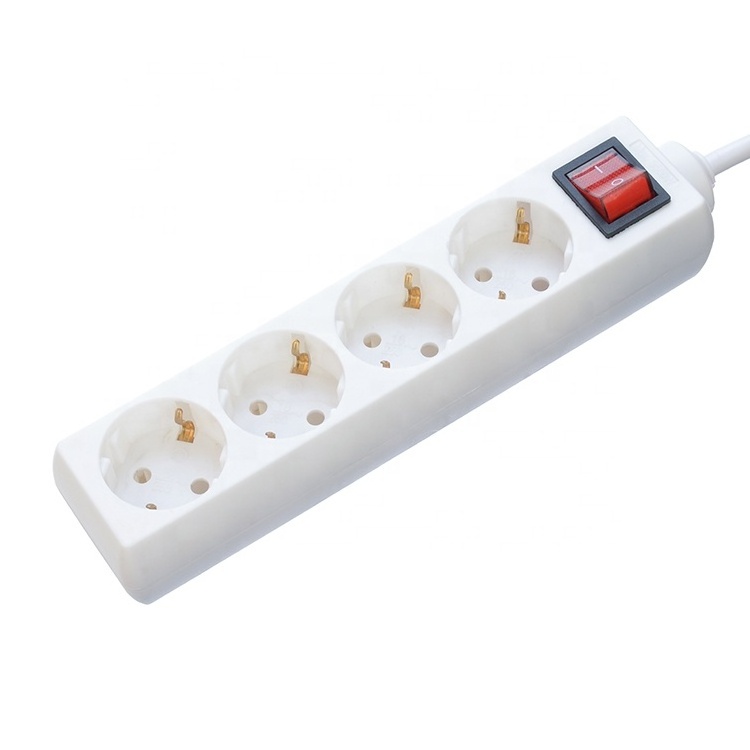 Hot Selling Surge Protector Power Strip eu with 4 outlet power strips cheap price Cable H05VV-F 3x1.5mm2 power cable eu plug 16A