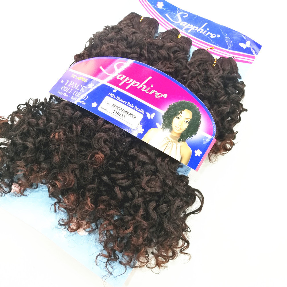 premium quality synthetic hair Sophia curl 6pcs 10inch 180gr hair for  popular style