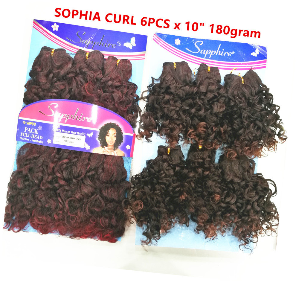 premium quality synthetic hair Sophia curl 6pcs 10inch 180gr hair for  popular style