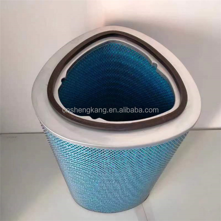 Triangular blue flame retardant dust filter cartridge welding smoke filter element for blast furnace blowers