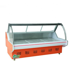 2022 Meat Show Refrigerator Dishes Showcase Meat Fridge Display Supermarket Equipment Freezers Sliding Glass Door Direct Cooling