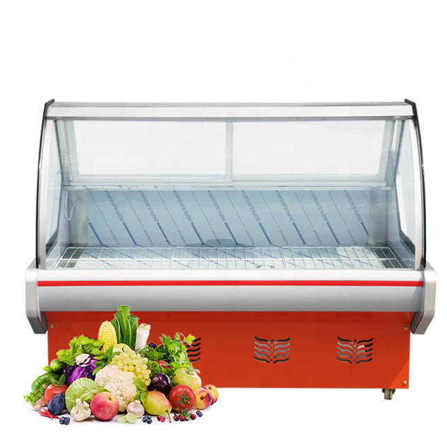 2021 Cooked meat display chiller Refrigerator Show Frozen Hanging Glass in Supermarket supermarket equipment