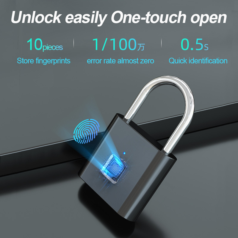 Wholesale Cheap Made In China Fingerprint Locker Lock Smart Thumbprint Padlock Smart Waterproof Padlock