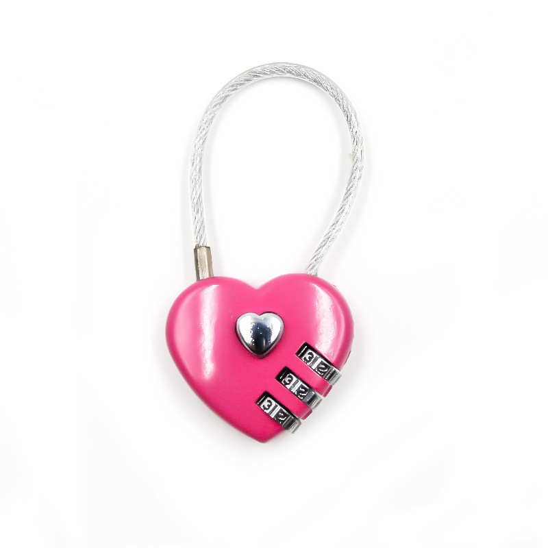 Heart Combination Lock 3 Dials Combination Lock Cute Luggage Password Padlock