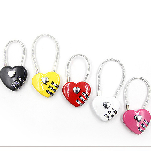 Heart Combination Lock 3 Dials Combination Lock Cute Luggage Password Padlock