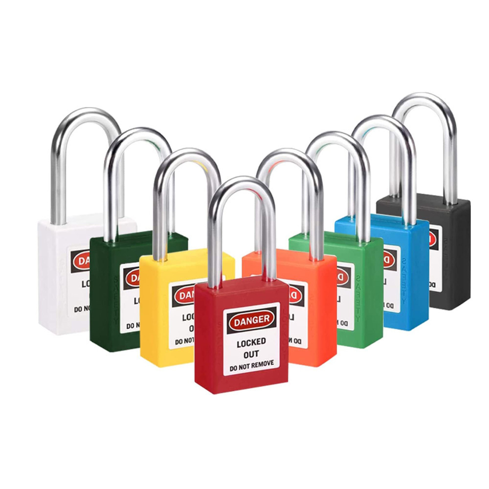 Best Manufacture 6mm  Stainless Steel Safety Double Key Plastic Key Master Industrial Loto safety padlocks  Candados