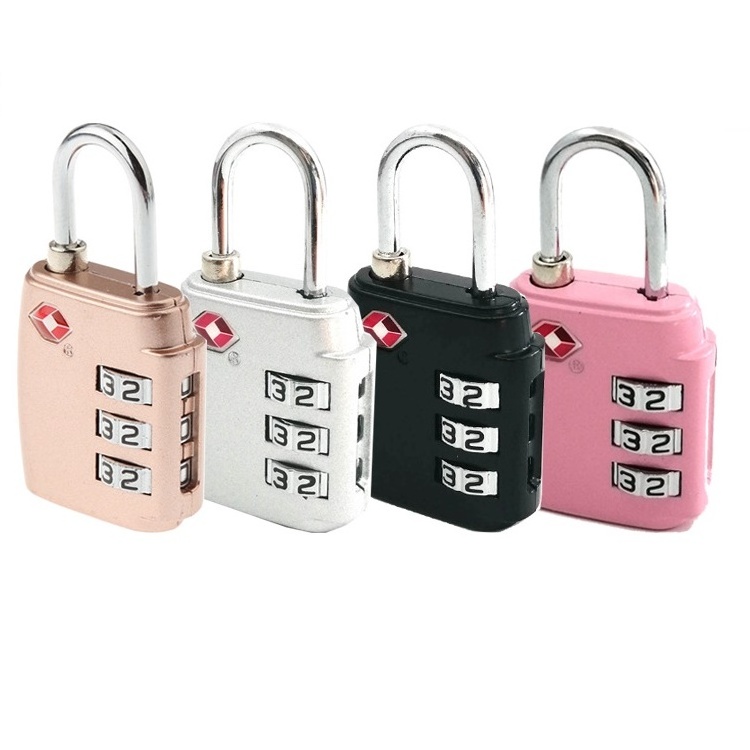 High Quality Available TSA Custom Luggage Bag lock 3 Digital Code Zinc Alloy Combination Travel Backpack Padlock