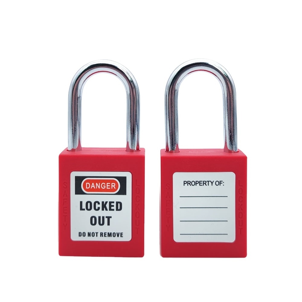 Best Manufacture 6mm  Stainless Steel Safety Double Key Plastic Key Master Industrial Loto safety padlocks  Candados