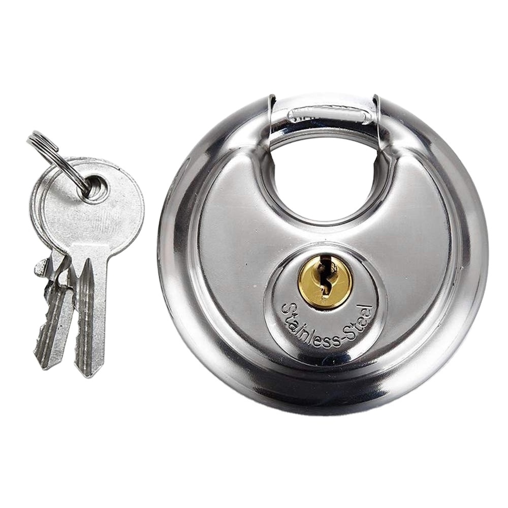 70mm Discus Padlock 2-3/4 Heavy Duty Stainless Steel Hardened Large Round Lock