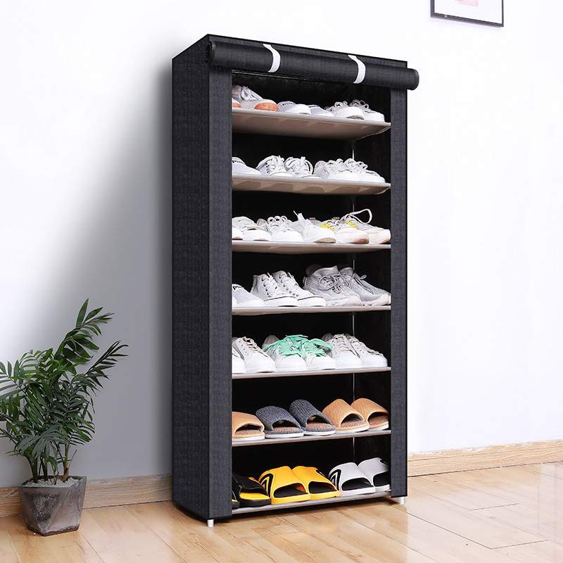 Simple Non-woven fabric shoe rack Multi-layer steel pipe assembly dustproof shoe cabinet Student home storage cabinet