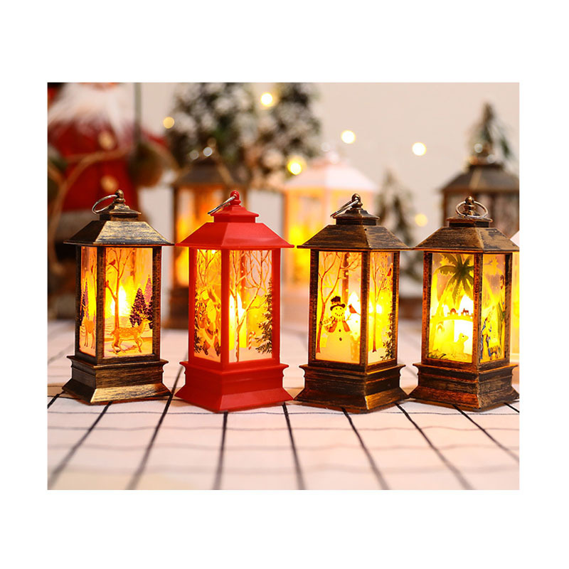 Plastic Small Light Up Christmas Lantern Light Led Christmas Lantern Battery Operated Led Santa Claus Party Hanging Decoration