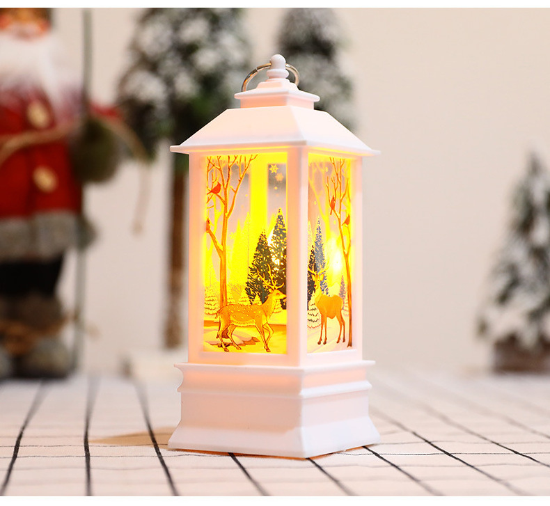 Plastic Small Light Up Christmas Lantern Light Led Christmas Lantern Battery Operated Led Santa Claus Party Hanging Decoration