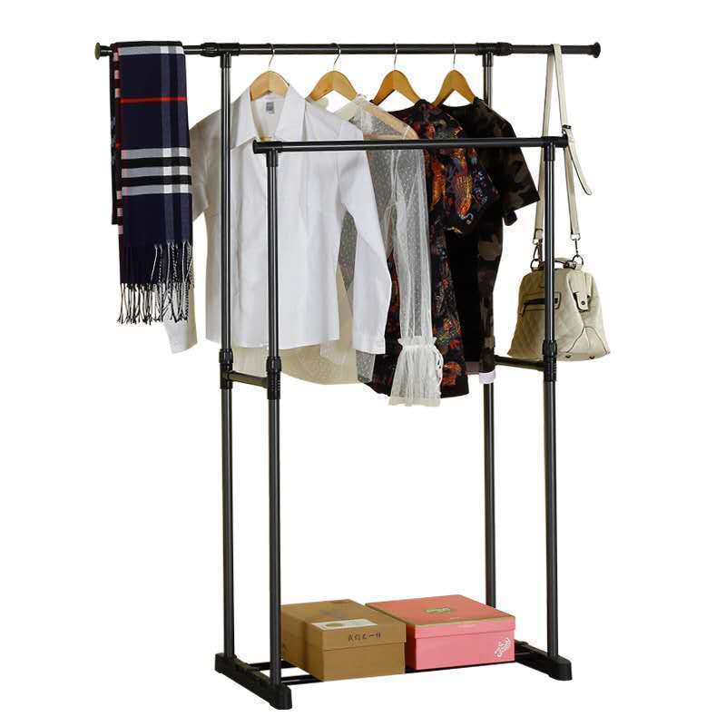 Double rod drying rod explosive home simple assembly multi - functional lifting drying clothes rack drop coat hanger