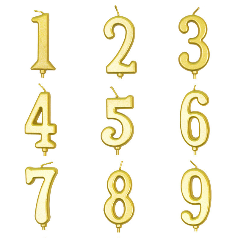 4.3cm*2.5cm prevalent gold happy birthday number figure party candles  for kids candles wholesale