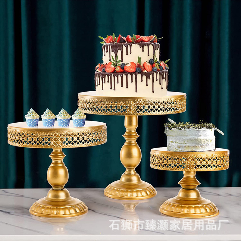 3-piece set gold iron  cake holder stand set for dessert table wedding cakes pastries cupcakes display stands