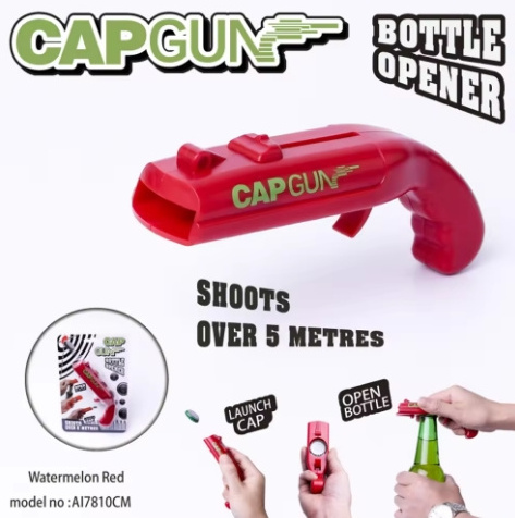 Hot Selling Creative Funny Can Opener Gun Shape  Cap Gun Plastic Bottle Opener Tool Drink Opening Shooter Beer Bottle Opener