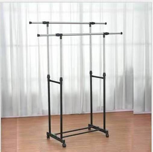 Double rod drying rod explosive home simple assembly multi - functional lifting drying clothes rack drop coat hanger