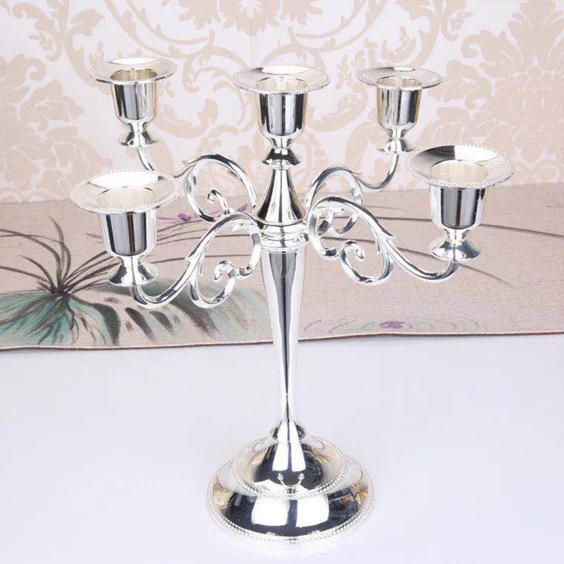 Metal Candelabra 5-Candle 10.1 Inch Tall Candle Holder Stick for Home Wedding Event and Party Festival