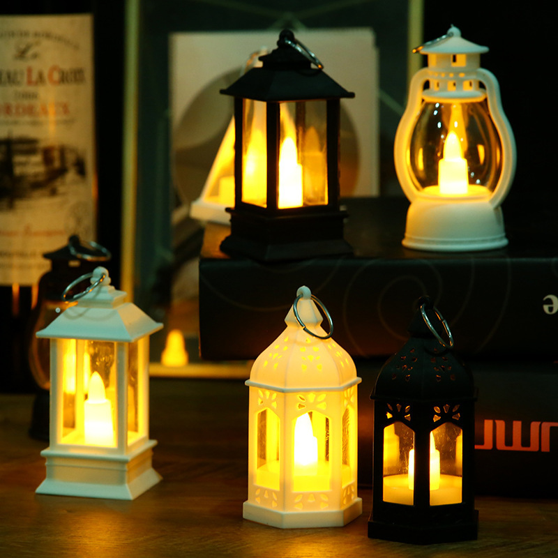 New Fashion LED Lantern Mini Plastic Candle Lamp Moroccan Theme Vintage Style Hanging Candle Lanterns