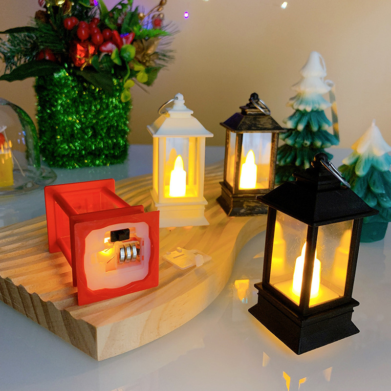 Mini wind Christmas lantern LED electronic candle lights Home decoration gift retro ornaments party supplies