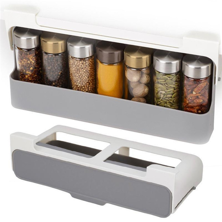 Kitchen Spice Storage Jar Rack Drawer Under Cupboard Wall-Mounted Drawer Adjustable Under Shelf Spice Storage Rack