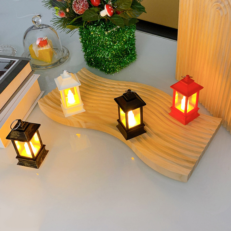 Mini wind Christmas lantern LED electronic candle lights Home decoration gift retro ornaments party supplies