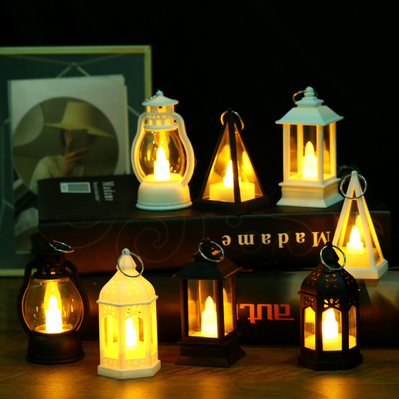 New Fashion LED Lantern Mini Plastic Candle Lamp Moroccan Theme Vintage Style Hanging Candle Lanterns