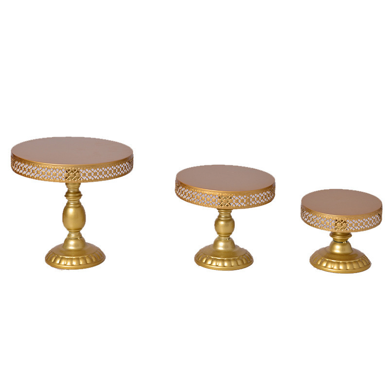 3-piece set gold iron  cake holder stand set for dessert table wedding cakes pastries cupcakes display stands