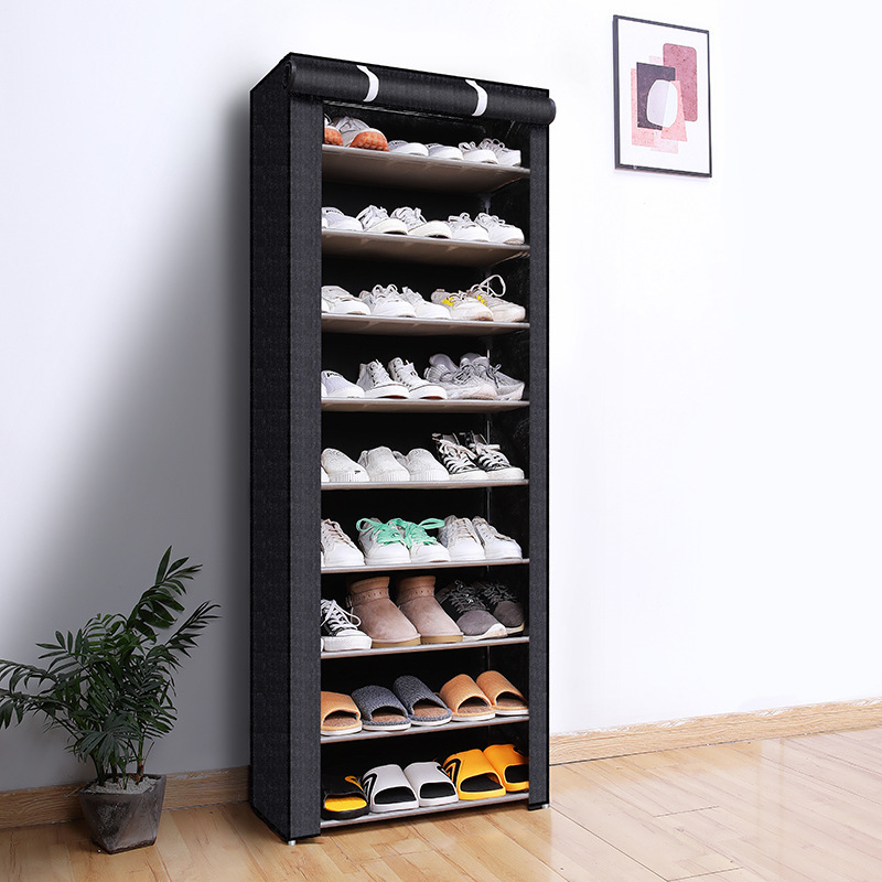 Simple Non-woven fabric shoe rack Multi-layer steel pipe assembly dustproof shoe cabinet Student home storage cabinet