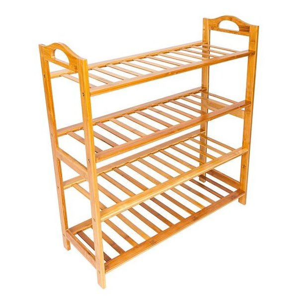 4-Tire Bamboo Shoe Rack Entryway Modern Wood Shoe Racks for Home Living Room Store Shoe Racks Stands