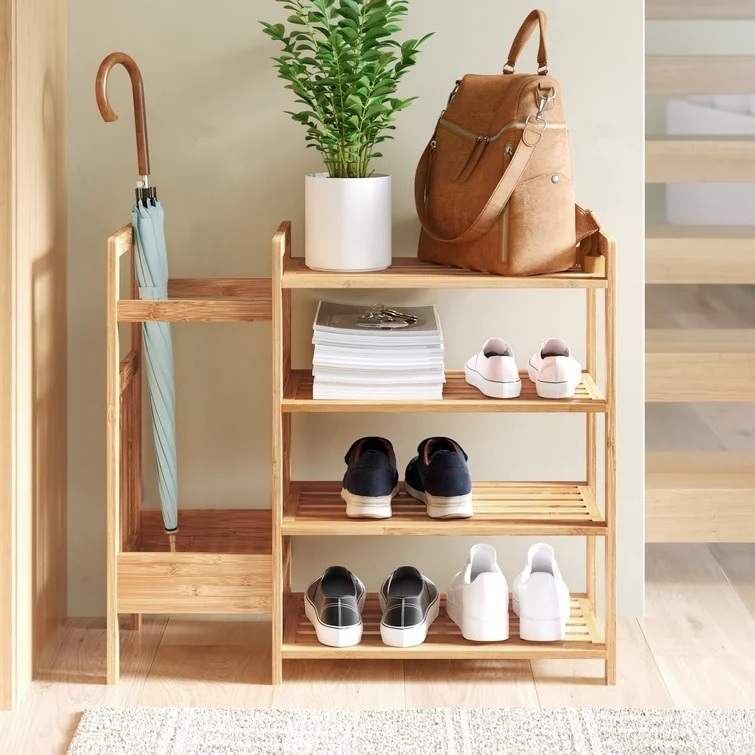 High Quality Wooden Rack Storage Organizer with Unmbrellar Storage Bamboo Changing Shoes Stool Shoe Racks for Home