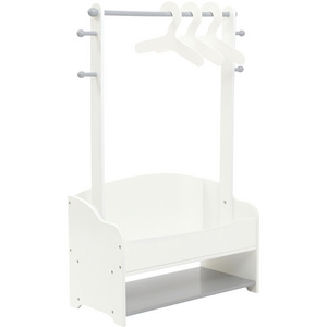 White Color Kids Dress Up Clothes Rack with Storage Cabinet Clothes Display Rack for Kids