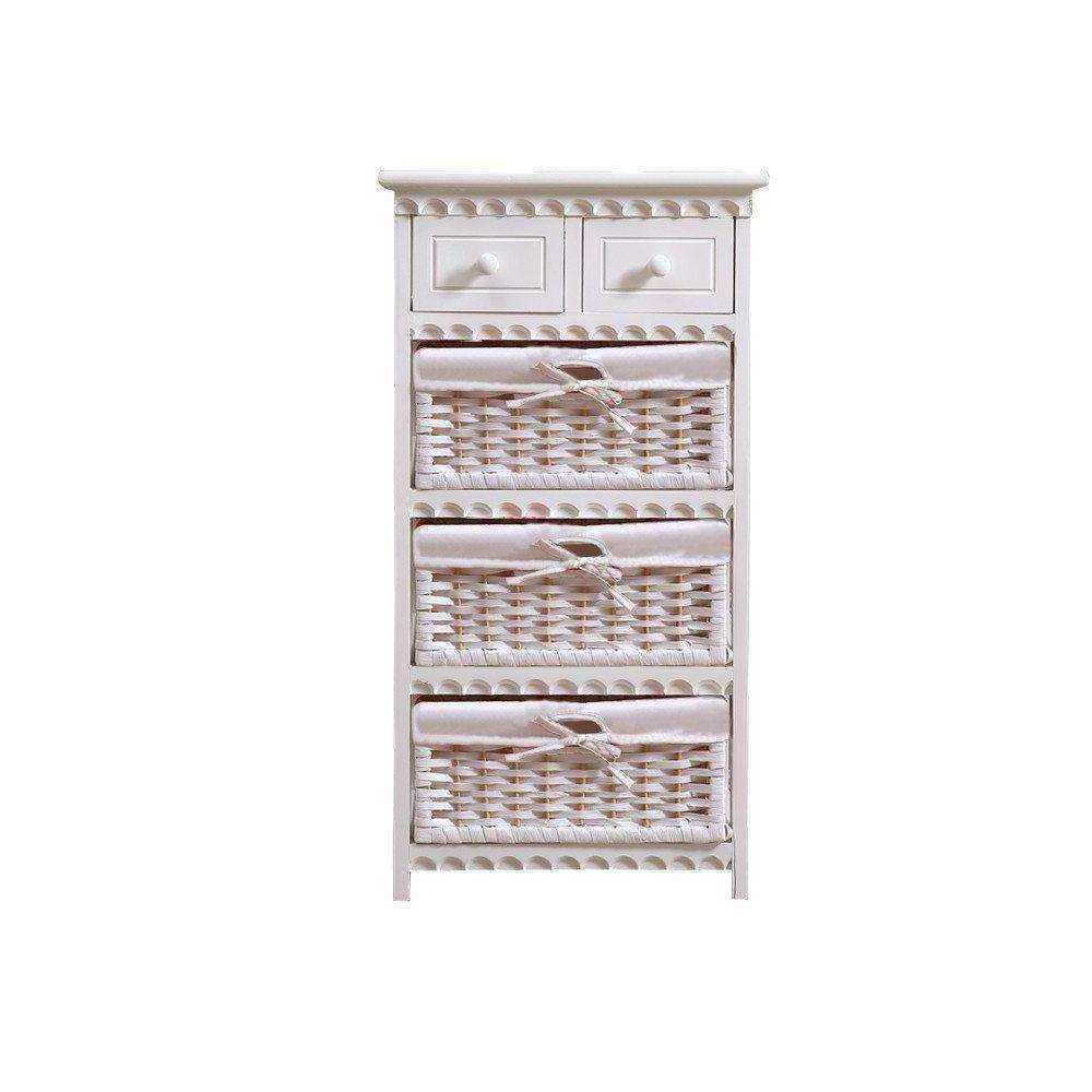 Wicker basket drawers storage wooden organizer with drawers for bedroom