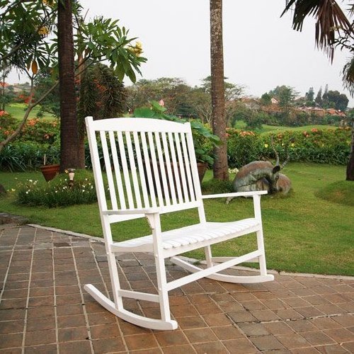 White Color Outdoor Wooden Bench Park and Garden Outdoor Rocking Chair Patio Furniture Wood Rocking Chair