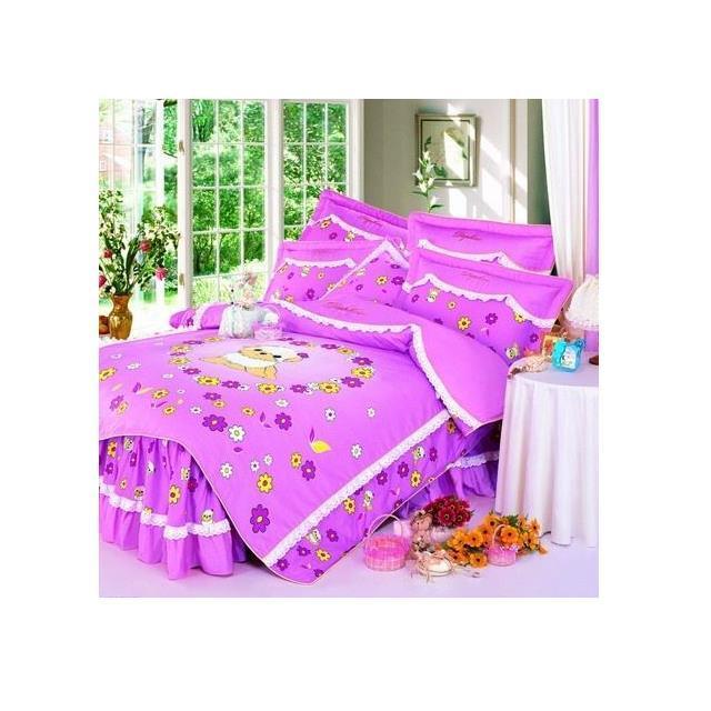 Custom made purple 100% polyester printed microfiber bed sheet bedding fabric cover