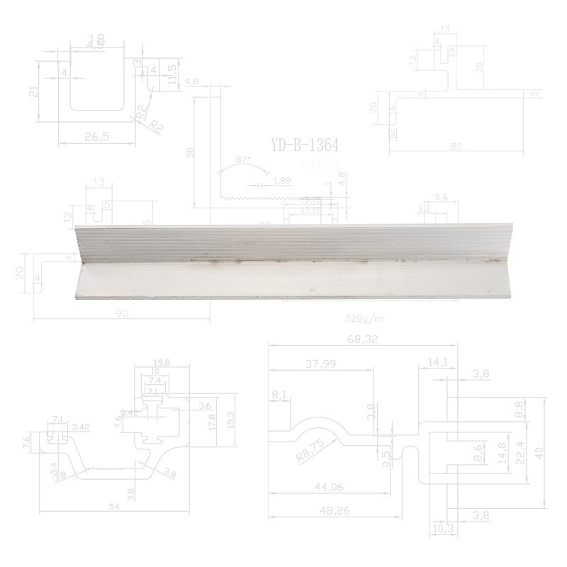 Slot bar connector Assembly line guide rail LED lights available For office lighting Aluminum profile pendant