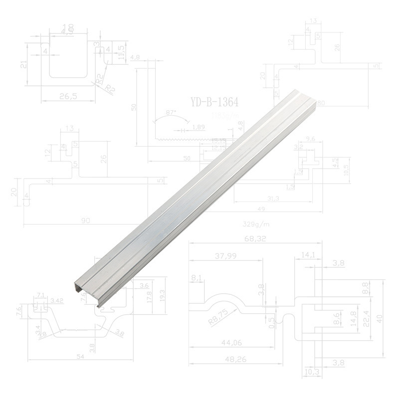 Slot bar connector Assembly line guide rail LED lights available For office lighting Aluminum profile pendant