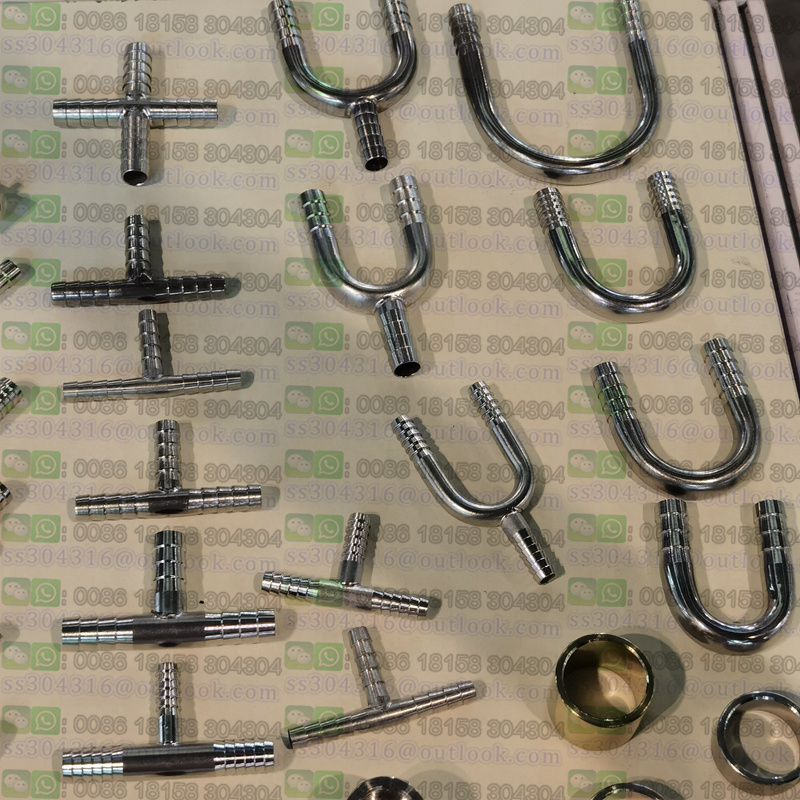 Homebrew Draft Beer Tube Stainless Steel Hose Barb Cross Tee 3-way T Type Beer Hose barb Pipe Connector Fittings