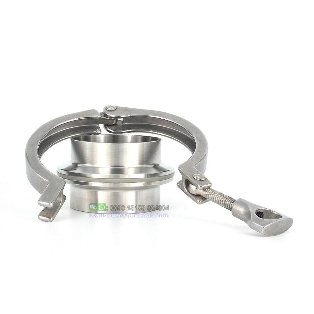 High Quality Heavy Duty Tri Clamp Ferrule with Gasket Stainless Steel Single PIN Tri Clover Clamp Fittngs