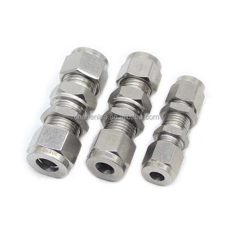 SS304 Stainless Steel Compression Tube Fitting Bulkhead Union 1/4